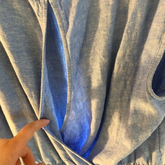 *NWT* Old Navy Chambray Romper, Blue, Tie-Sleeves - Picture 5 of 8